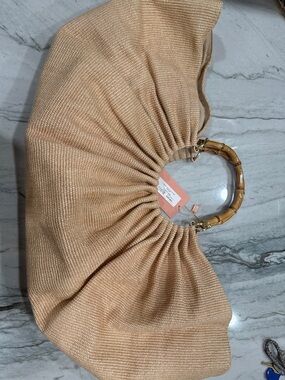 Neutral Beige Bamboo-Handle Women's Tote Bag
